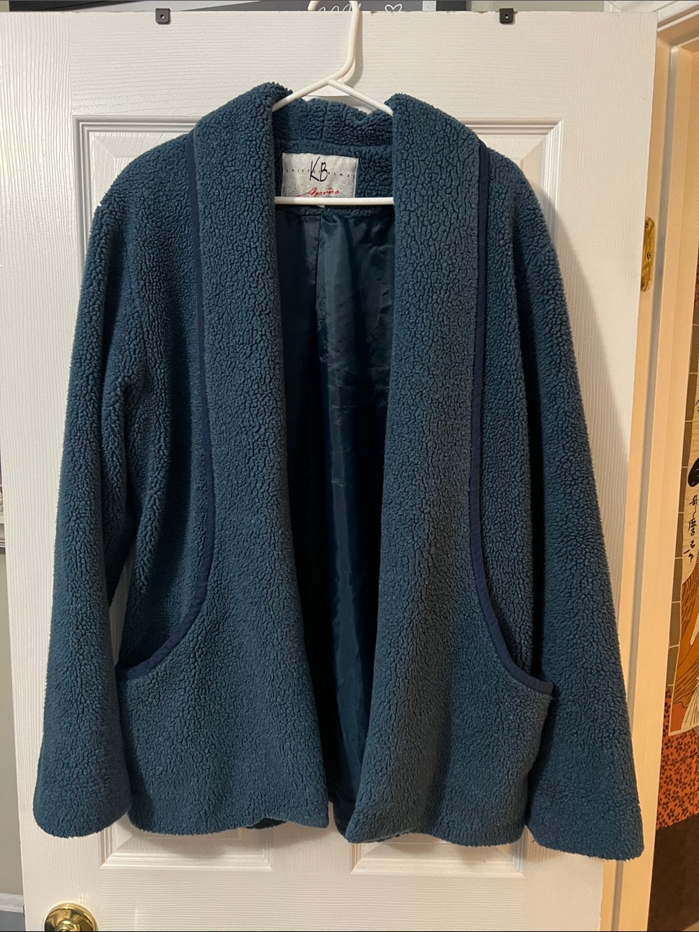 Vintage Kristen Blake Après Women’s Deep Turquoise Sherpa Open-Front Jacket